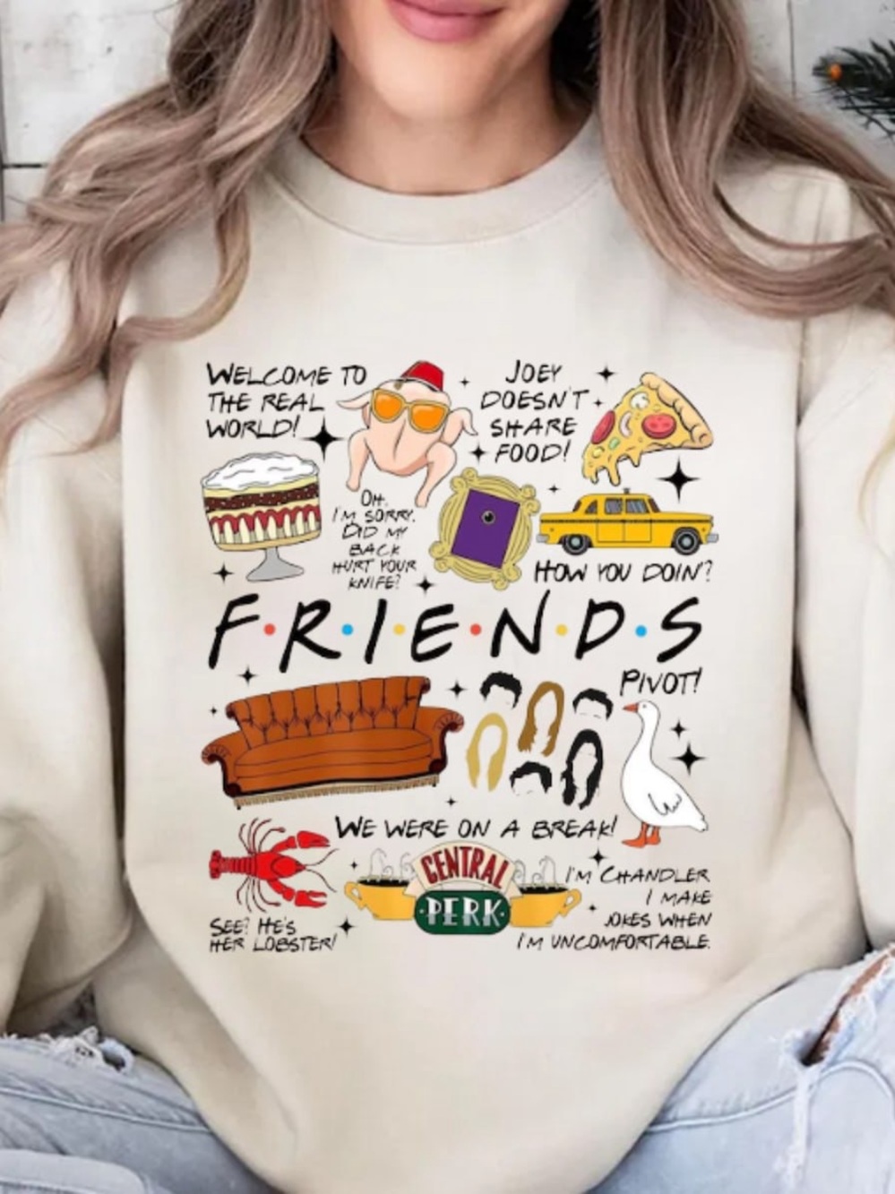 Cream 'FRIENDS' Icon Graphic Pullover Sweatshirt